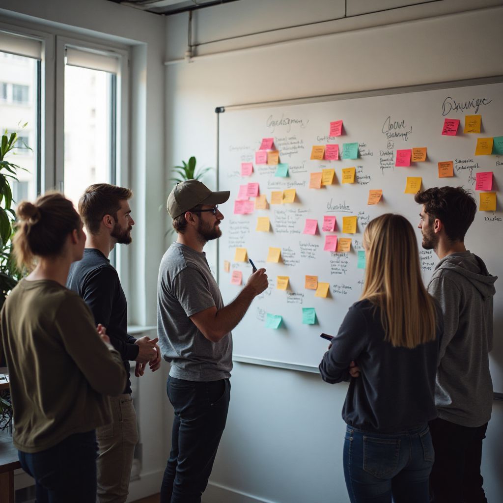 Team brainstorming session for gaming innovations