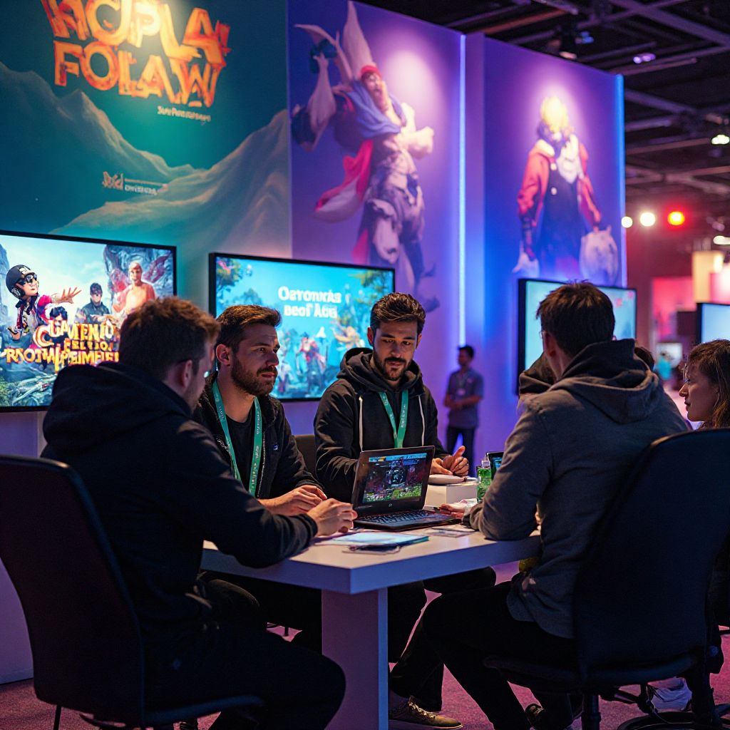 GameVerse team at gaming convention booth